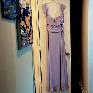 Off the shoulder dusty lavender  formal dress